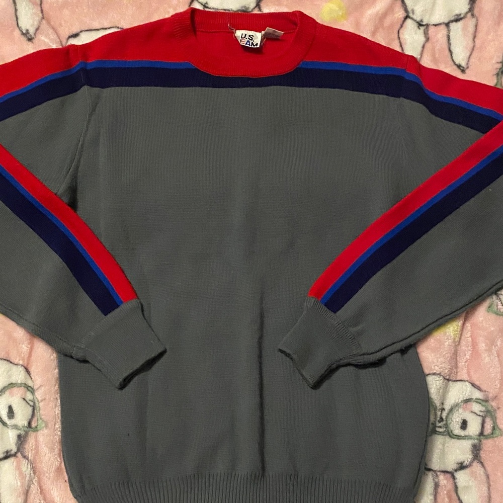 US Team Vintage Sweater knitted Ski Pullover Acrylic large